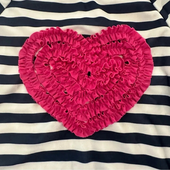 Crazy 8 Girl Toddler Short Sleeve Navy & White Stripe with Pink Heart Sz 4T GUC - Picture 3 of 7